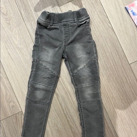 Gray Moto-Style Skinny Jeans with Ribbed Knee Panels - Picture 2 of 4